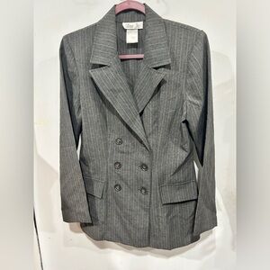Lisa Jo Vintage 90s charcoal pin stripe long sleeve blazer suit jacket